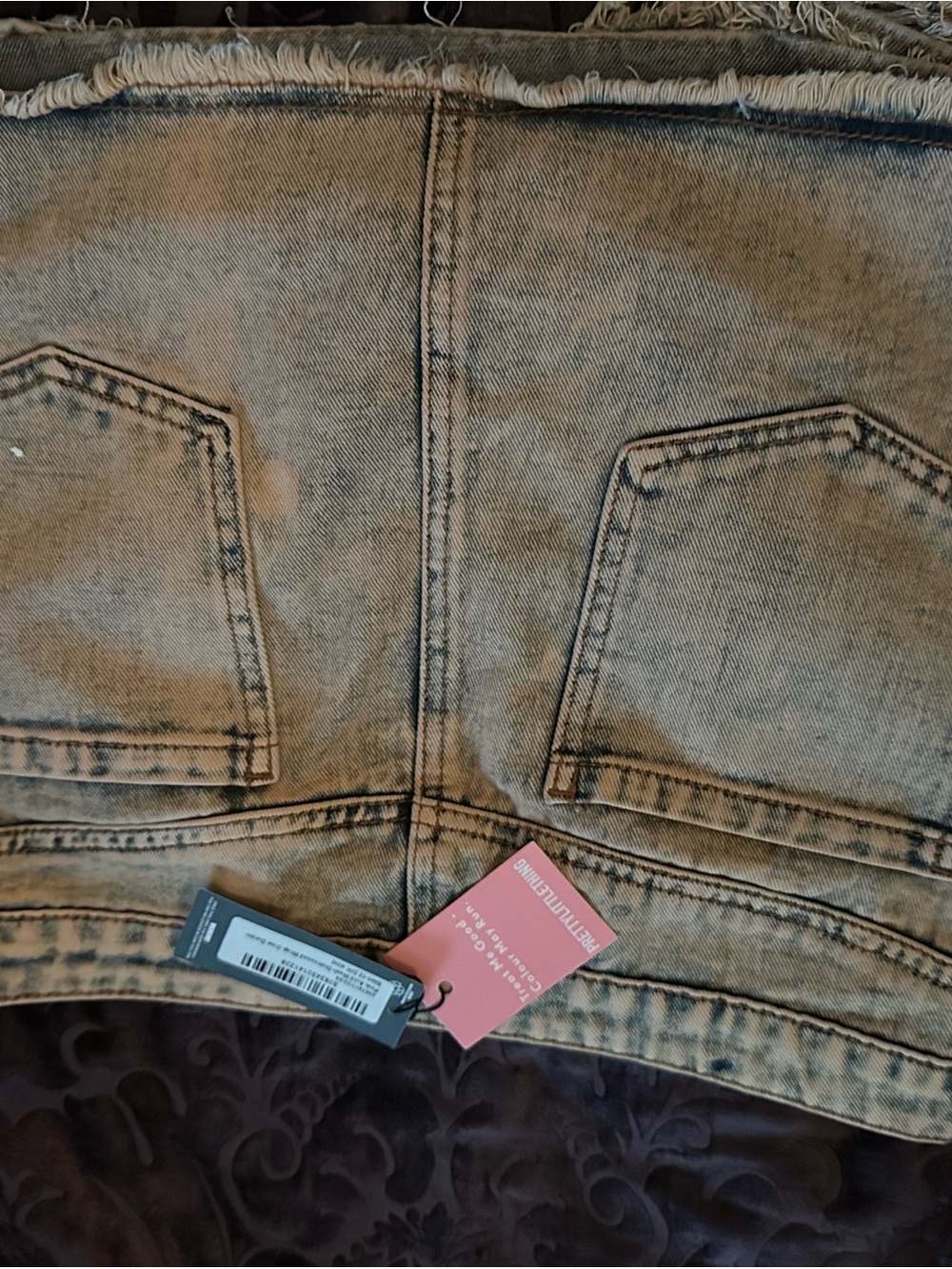 Pretty little thing Pink Acid Wash Distressed Wrap Over Denim Skirt - Picture 4 of 6